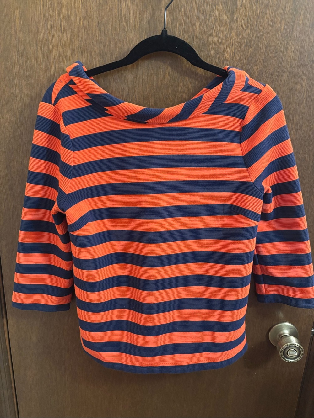 Boden Orange and Navy Striped Boatneck Tunic